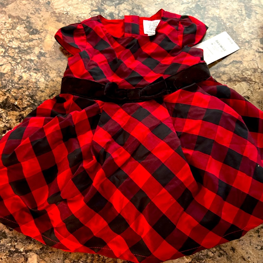 Girls 6 month nwt red black plaid dress